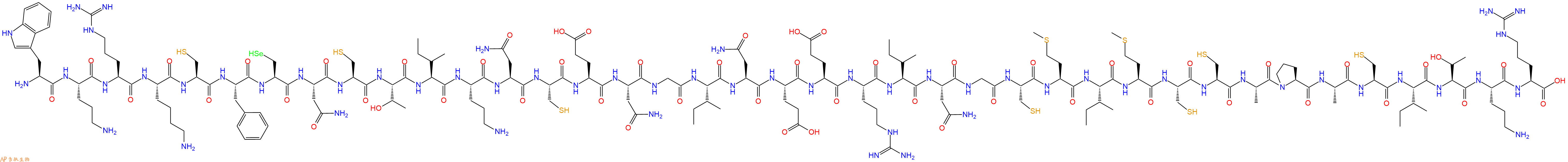 专肽生物产品H2N-Trp-Orn-Arg-Lys-Cys-Phe-Sec-Asn-Cys-Thr-Ile-Orn-Asn-Cys-Glu-Asn-Gly-Ile-Asn-Glu-Glu-Arg-Ile-Asn-Gly-Cys-Met-Ile-Met-Cys-Cys-Ala-Pro-Ala-Cys-Ile-Thr-Orn-Arg-OH