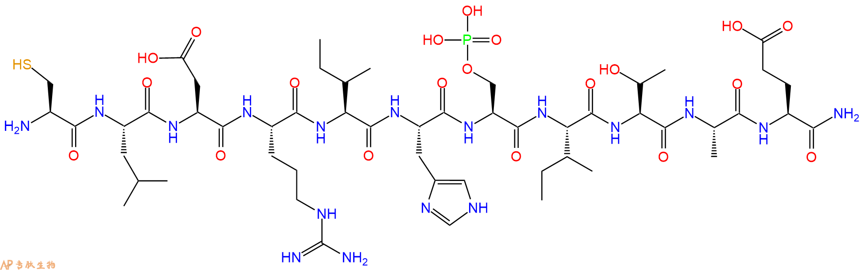 专肽生物产品H2N-Cys-Leu-Asp-Arg-Ile-His-Ser(PO3H2)-Ile-Thr-Ala-Glu-CONH2