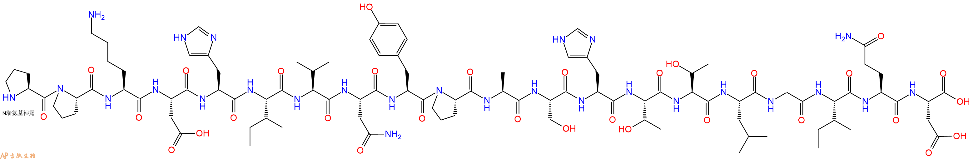 专肽生物产品H2N-Pro-Pro-Lys-Asp-His-Ile-Val-Asn-Tyr-Pro-Ala-Ser-His-Thr-Thr-Leu-Gly-Ile-Gln-Asp-OH