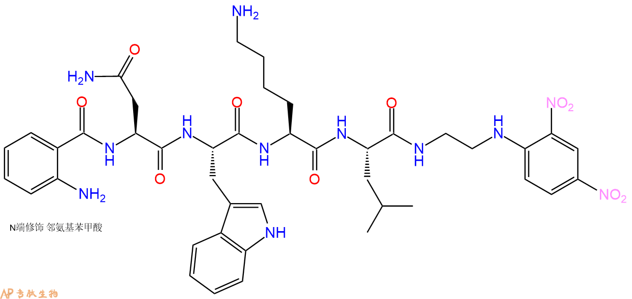 专肽生物产品Abz-Asn-Trp-Lys-Leu-EDDnp