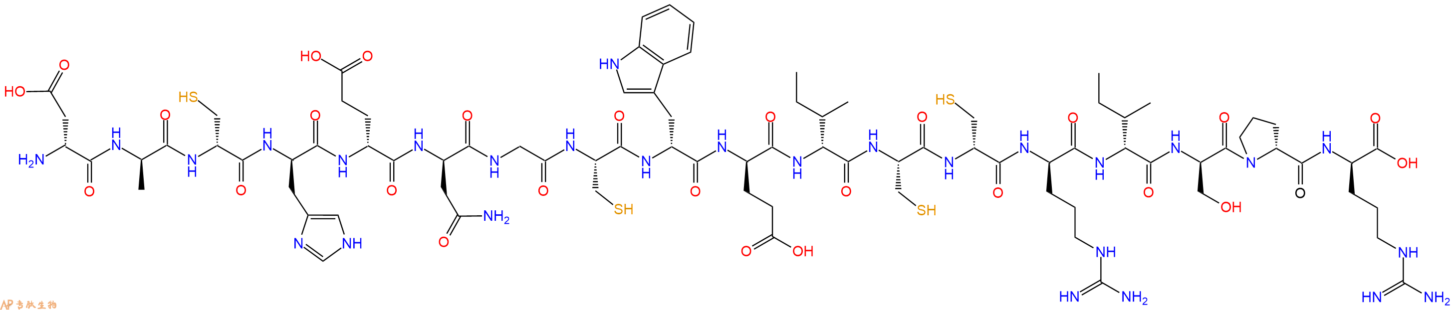 专肽生物产品H2N-DAsp-DAla-DCys-DHis-DGlu-DAsn-Gly-Cys-DTrp-DGlu-DIle-Cys-DCys-DArg-DIle-DSer-DPro-DArg-OH