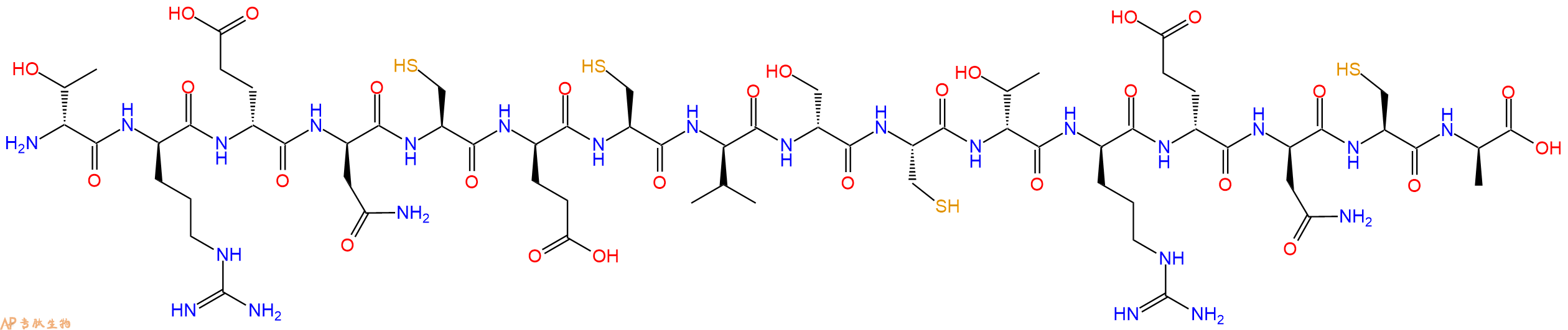 专肽生物产品H2N-DThr-DArg-DGlu-DAsn-Cys-DGlu-Cys-DVal-DSer-Cys-DThr-DArg-DGlu-DAsn-Cys-DAla-OH