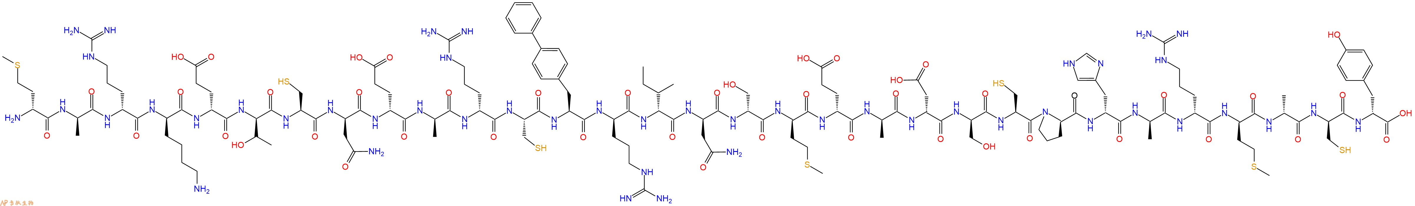 专肽生物产品H2N-DMet-DAla-DArg-DLys-DGlu-DThr-Cys-DAsn-DGlu-DAla-DArg-Cys-Bip-DArg-DIle-DAsn-DSer-DMet-DGlu-DAla-DAsp-DSer-Cys-DPro-DHis-DAla-DArg-DMet-DAla-DCys-DTyr-OH