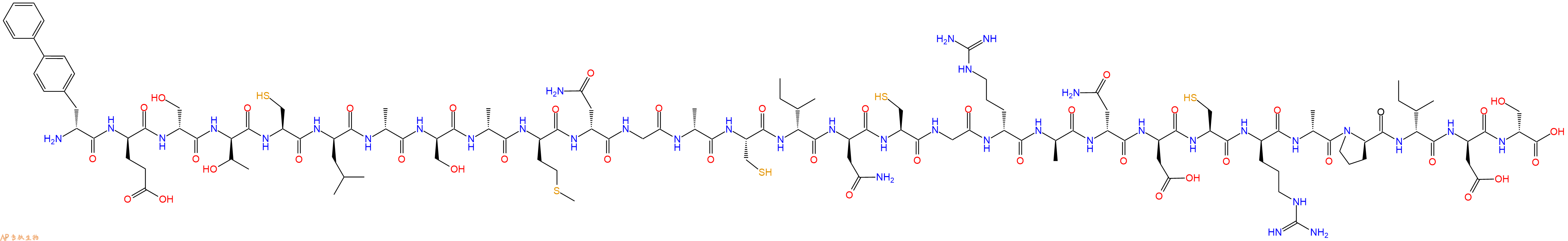 专肽生物产品H2N-DBip-DGlu-DSer-DThr-Cys-DLeu-DAla-DSer-DAla-DMet-DAsn-Gly-DAla-Cys-DIle-DAsn-Cys-Gly-DArg-DAla-DAsn-DAsp-Cys-DArg-DAla-DPro-DIle-DAsp-DSer-OH