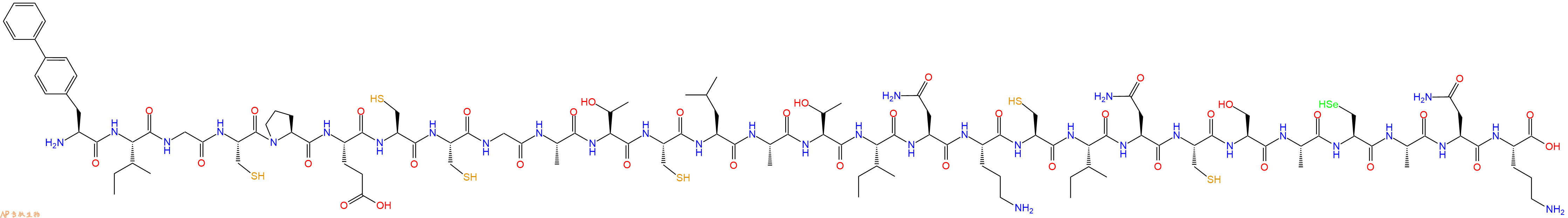 专肽生物产品H2N-Bip-Ile-Gly-Cys-Pro-Glu-Cys-Cys-Gly-Ala-Thr-Cys-Leu-Ala-Thr-Ile-Asn-Orn-Cys-Ile-Asn-Cys-Ser-Ala-Sec-Ala-Asn-Orn-OH