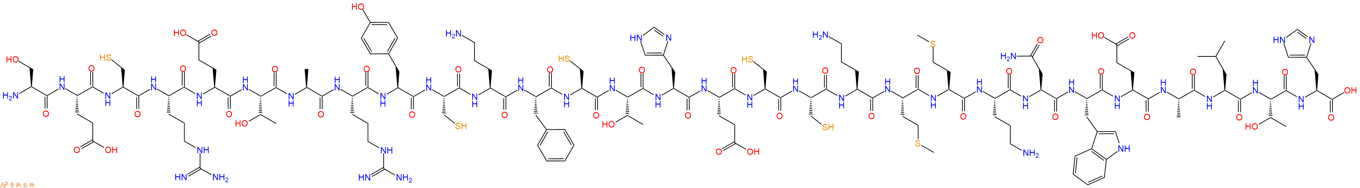 专肽生物产品H2N-Ser-Glu-Cys-Arg-Glu-Thr-Ala-Arg-Tyr-Cys-Orn-Phe-Cys-Thr-His-Glu-Cys-Cys-Orn-Met-Met-Orn-Asn-Trp-Glu-Ala-Leu-Thr-His-OH