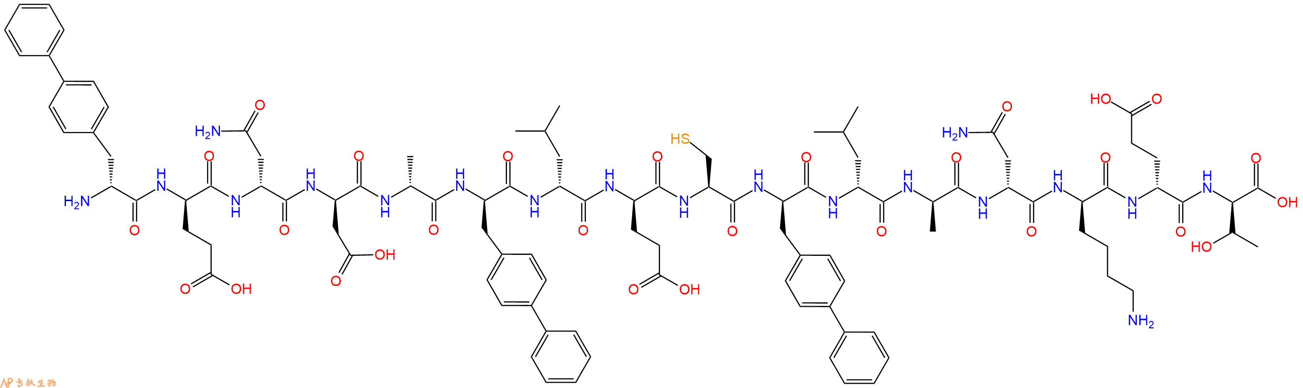 专肽生物产品H2N-DBip-DGlu-DAsn-DAsp-DAla-DBip-DLeu-DGlu-Cys-DBip-DLeu-DAla-DAsn-DLys-DGlu-DThr-OH