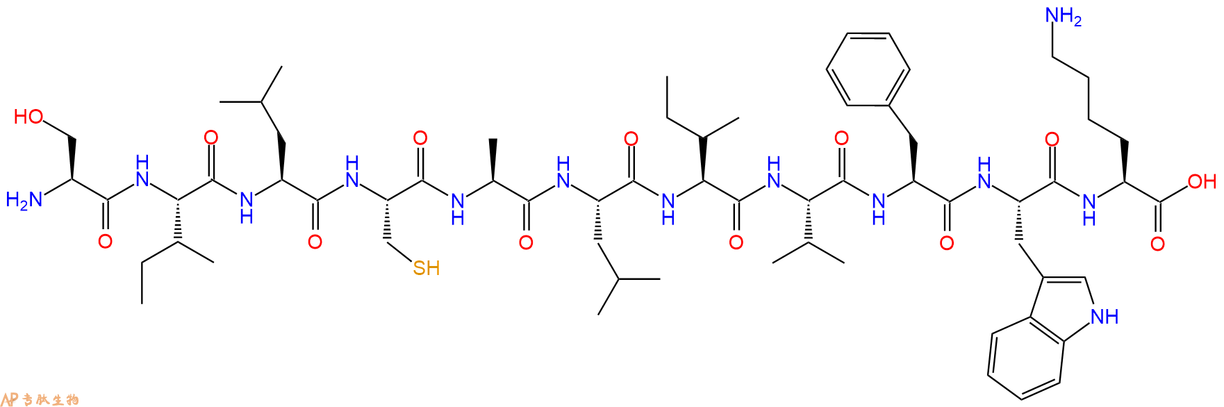 专肽生物产品H2N-Ser-Ile-Leu-Cys-Ala-Leu-Ile-Val-Phe-Trp-Lys-OH