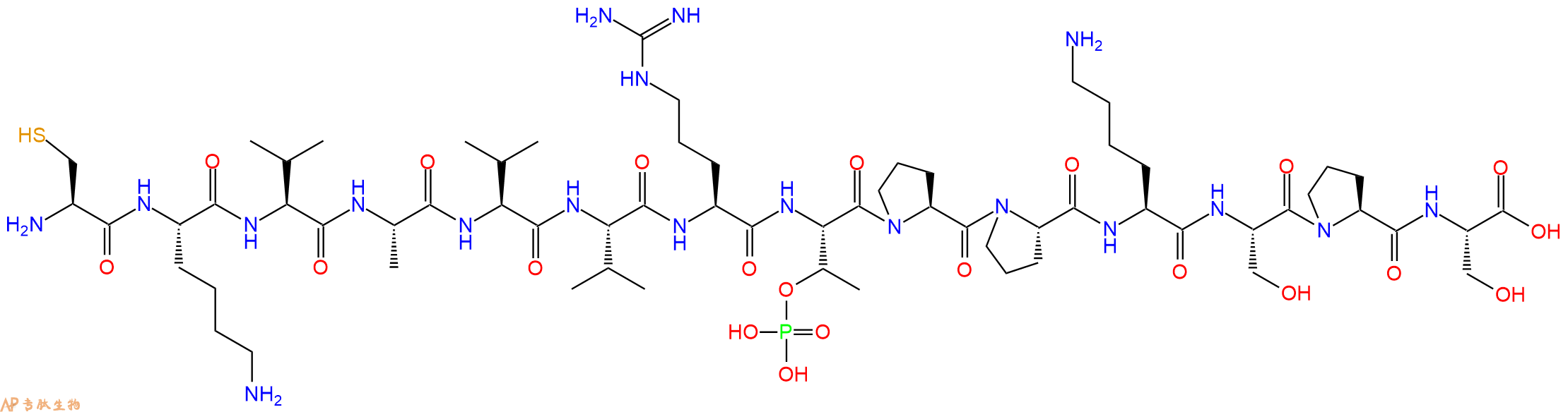 专肽生物产品H2N-Cys-Lys-Val-Ala-Val-Val-Arg-pThr-Pro-Pro-Lys-Ser-Pro-Ser-OH
