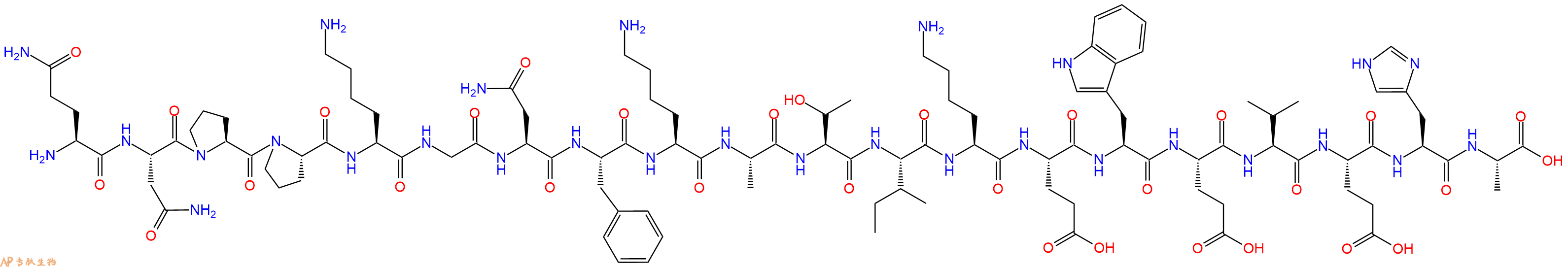 专肽生物产品H2N-Gln-Asn-Pro-Pro-Lys-Gly-Asn-Phe-Lys-Ala-Thr-Ile-Lys-Glu-Trp-Glu-Val-Glu-His-Ala-OH