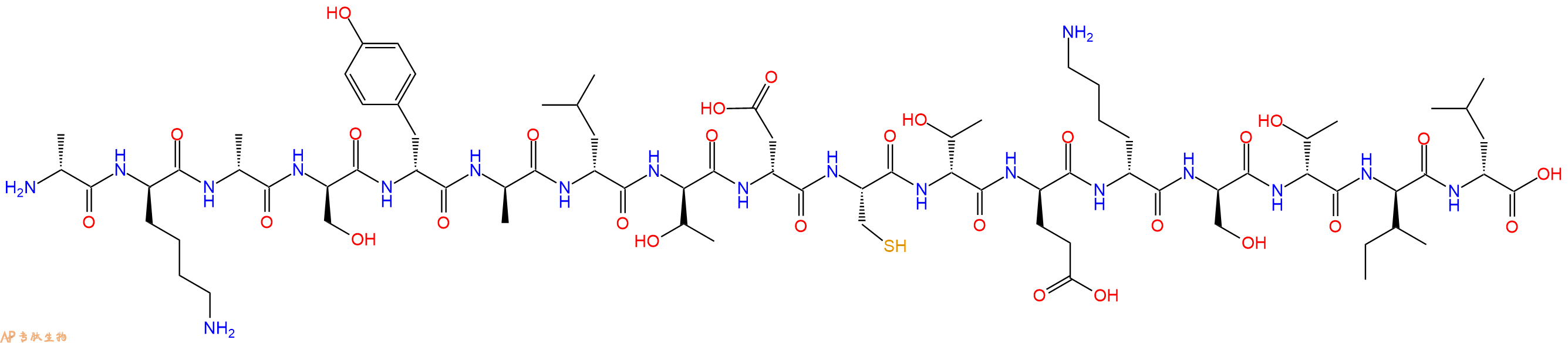专肽生物产品H2N-DAla-DLys-DAla-DSer-DTyr-DAla-DLeu-DThr-DAsp-Cys-DThr-DGlu-DLys-DSer-DThr-DIle-DLeu-OH