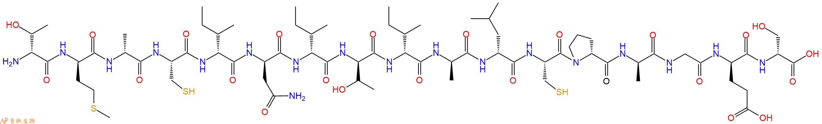 专肽生物产品H2N-DThr-DMet-DAla-Cys-DIle-DAsn-DIle-DThr-DIle-DAla-DLeu-Cys-DPro-DAla-Gly-DGlu-DSer-OH
