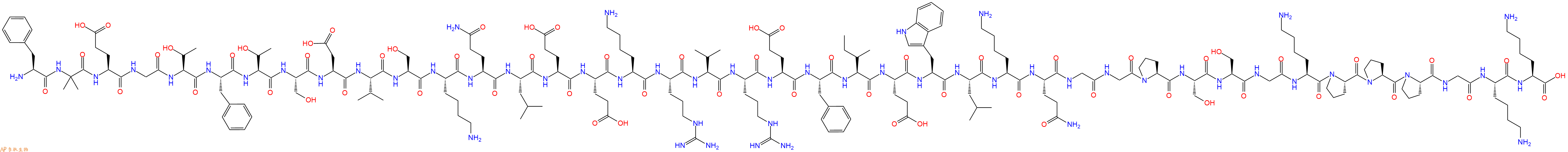 专肽生物产品H2N-Phe-Aib-Glu-Gly-Thr-Phe-Thr-Ser-Asp-Val-Ser-Lys-Gln-Leu-Glu-Glu-Lys-Arg-Val-Arg-Glu-Phe-Ile-Glu-Trp-Leu-Lys-Gln-Gly-Gly-Pro-Ser-Ser-Gly-Lys-Pro-Pro-Pro-Gly-Lys-Lys-OH