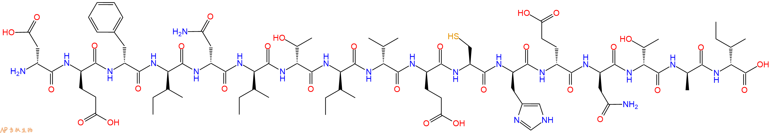 专肽生物产品H2N-DAsp-DGlu-DPhe-DIle-DAsn-DIle-DThr-DIle-DVal-DGlu-Cys-DHis-DGlu-DAsn-DThr-DAla-DIle-OH