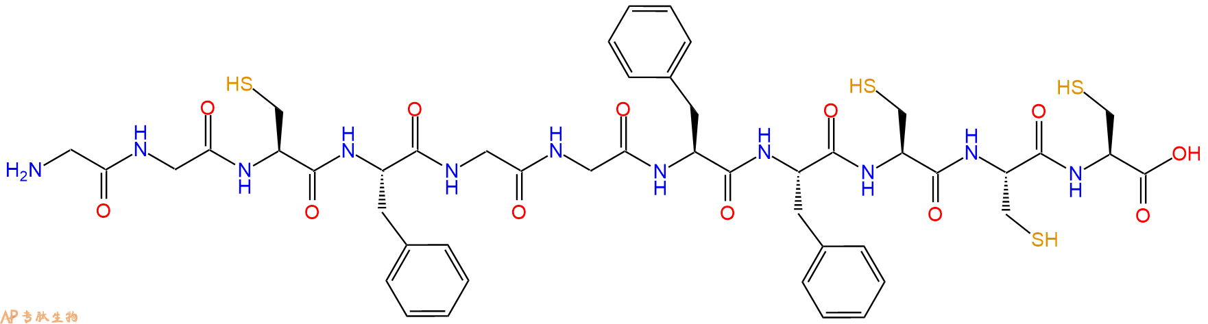 专肽生物产品H2N-Gly-Gly-Cys-Phe-Gly-Gly-Phe-Phe-Cys-Cys-Cys-OH