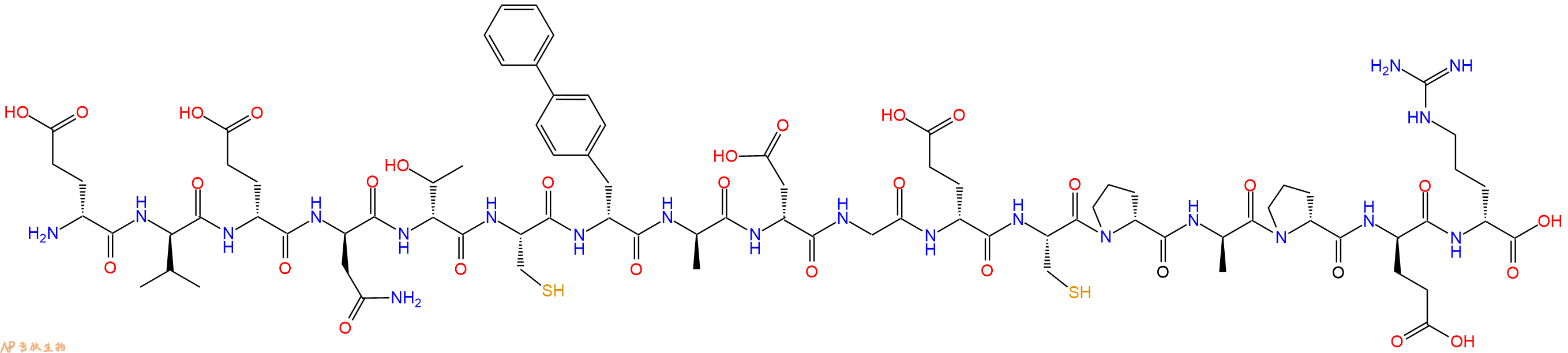 专肽生物产品H2N-DGlu-DVal-DGlu-DAsn-DThr-Cys-DBip-DAla-DAsp-Gly-DGlu-Cys-DPro-DAla-DPro-DGlu-DArg-OH