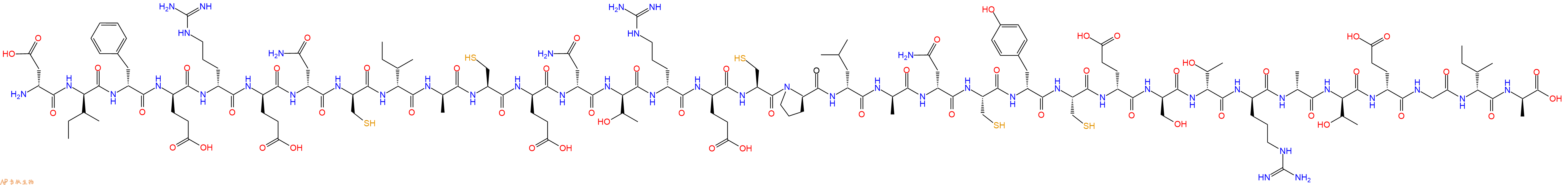 专肽生物产品H2N-DAsp-DIle-DPhe-DGlu-DArg-DGlu-DAsn-DCys-DIle-DAla-Cys-DGlu-DAsn-DThr-DArg-DGlu-Cys-DPro-DLeu-DAla-DAsn-Cys-DTyr-Cys-DGlu-DSer-DThr-DArg-DAla-DThr-DGlu-Gly-DIle-DAla-OH