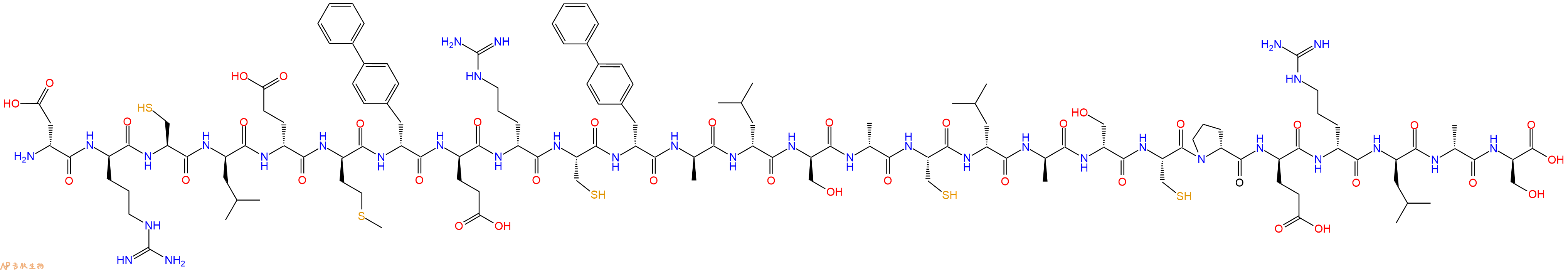 专肽生物产品H2N-DAsp-DArg-Cys-DLeu-DGlu-DMet-DBip-DGlu-DArg-Cys-DBip-DAla-DLeu-DSer-DAla-Cys-DLeu-DAla-DSer-Cys-DPro-DGlu-DArg-DLeu-DAla-DSer-OH