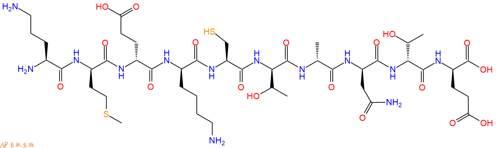 专肽生物产品H2N-Orn-DMet-DGlu-DLys-Cys-DThr-DAla-DAsn-DThr-DGlu-OH