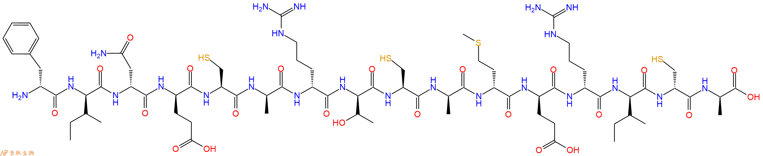 专肽生物产品H2N-DPhe-DIle-DAsn-DGlu-Cys-DAla-DArg-DThr-Cys-DAla-DMet-DGlu-DArg-DIle-DCys-DAla-OH
