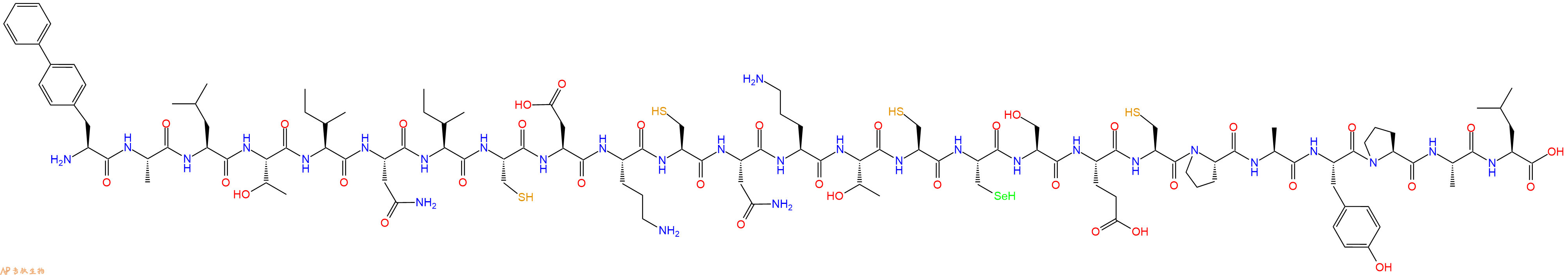专肽生物产品H2N-Bip-Ala-Leu-Thr-Ile-Asn-Ile-Cys-Asp-Orn-Cys-Asn-Orn-Thr-Cys-Sec-Ser-Glu-Cys-Pro-Ala-Tyr-Pro-Ala-Leu-OH