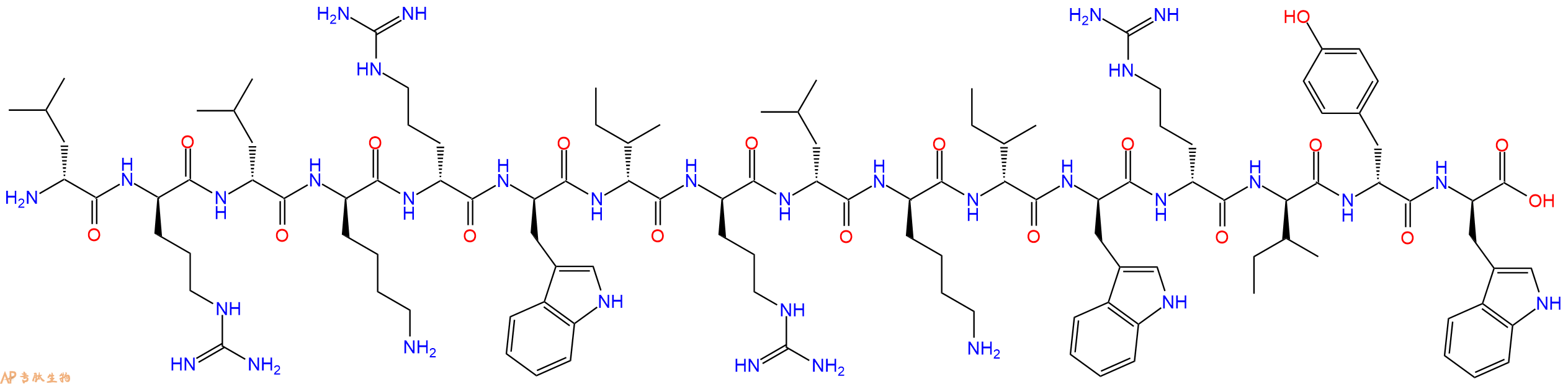 专肽生物产品H2N-DLeu-DArg-DLeu-DLys-DArg-DTrp-DIle-DArg-DLeu-DLys-DIle-DTrp-DArg-DIle-DTyr-DTrp-OH