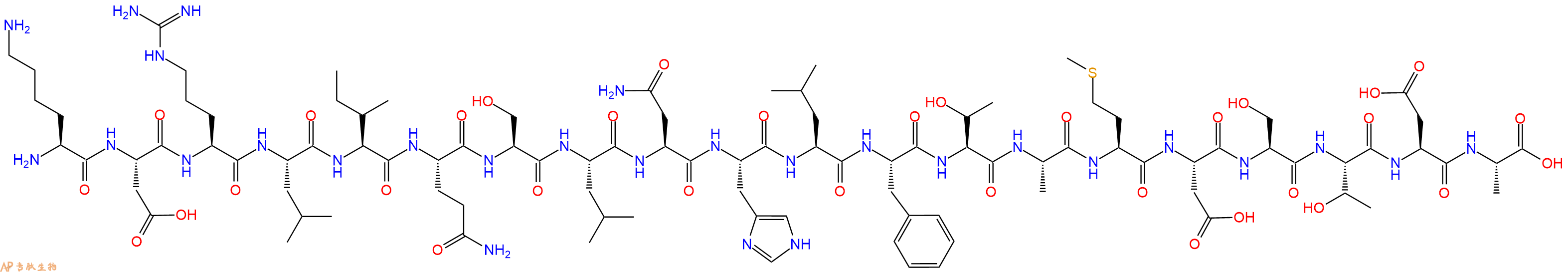 专肽生物产品H2N-Lys-Asp-Arg-Leu-Ile-Gln-Ser-Leu-Asn-His-Leu-Phe-Thr-Ala-Met-Asp-Ser-Thr-Asp-Ala-OH