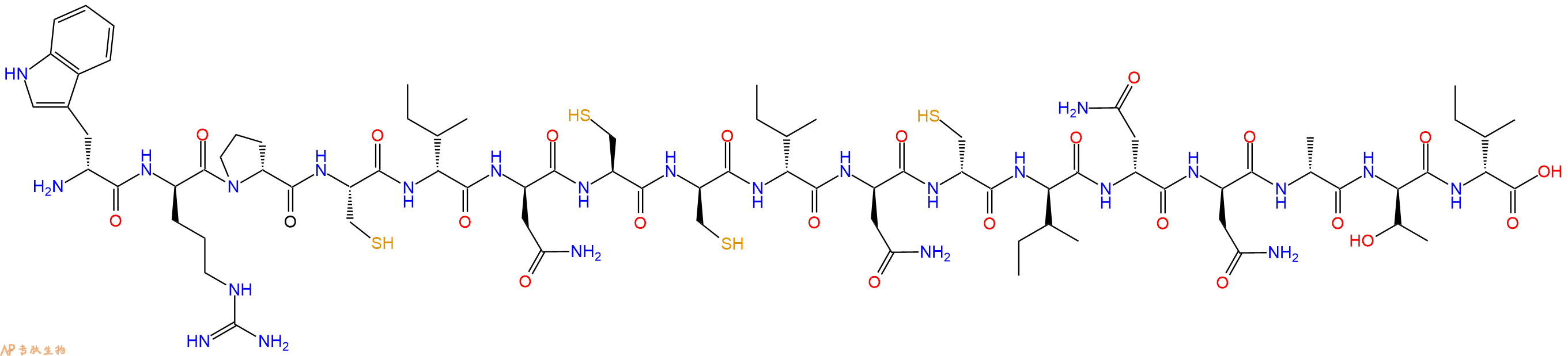 专肽生物产品H2N-DTrp-DArg-DPro-Cys-DIle-DAsn-Cys-DCys-DIle-DAsn-DCys-DIle-DAsn-DAsn-DAla-DThr-DIle-OH