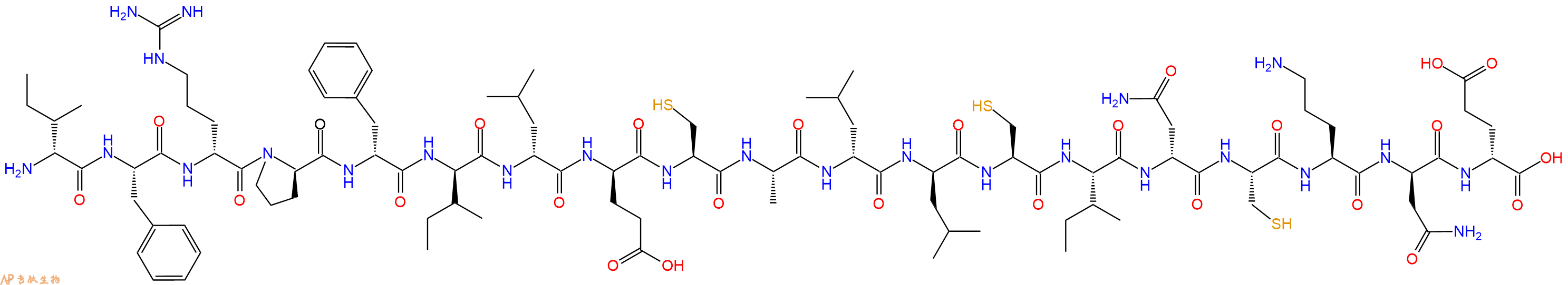 专肽生物产品H2N-DIle-Phe-DArg-DPro-DPhe-DIle-DLeu-DGlu-Cys-Ala-DLeu-DLeu-Cys-Ile-DAsn-Cys-Orn-DAsn-DGlu-OH