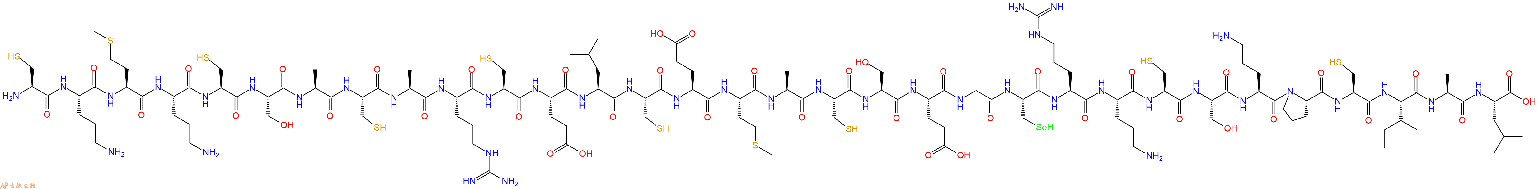 专肽生物产品H2N-Cys-Orn-Met-Orn-Cys-Ser-Ala-Cys-Ala-Arg-Cys-Glu-Leu-Cys-Glu-Met-Ala-Cys-Ser-Glu-Gly-Sec-Arg-Orn-Cys-Ser-Orn-Pro-Cys-Ile-Ala-Leu-OH