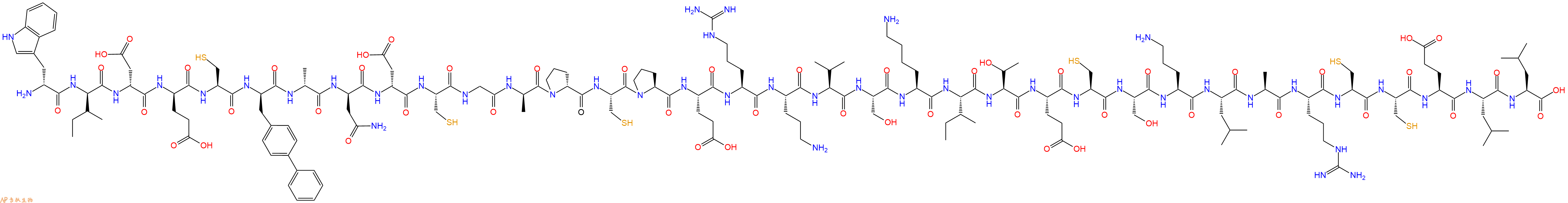 专肽生物产品H2N-DTrp-DIle-DAsp-DGlu-Cys-DBip-DAla-DAsn-DAsp-Cys-Gly-DAla-DPro-Cys-Pro-Glu-Arg-Orn-Val-Ser-Lys-Ile-Thr-Glu-Cys-Ser-Orn-Leu-Ala-Arg-Cys-Cys-Glu-Leu-Leu-OH