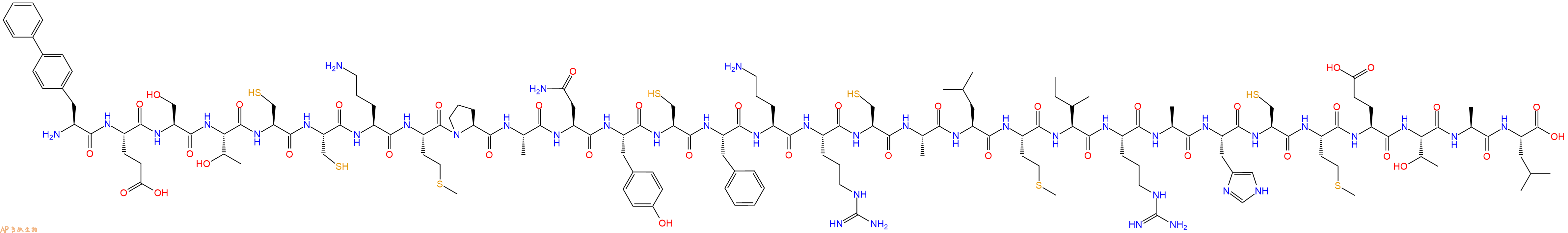 专肽生物产品H2N-Bip-Glu-Ser-Thr-Cys-Cys-Orn-Met-Pro-Ala-Asn-Tyr-Cys-Phe-Orn-Arg-Cys-Ala-Leu-Met-Ile-Arg-Ala-His-Cys-Met-Glu-Thr-Ala-Leu-OH
