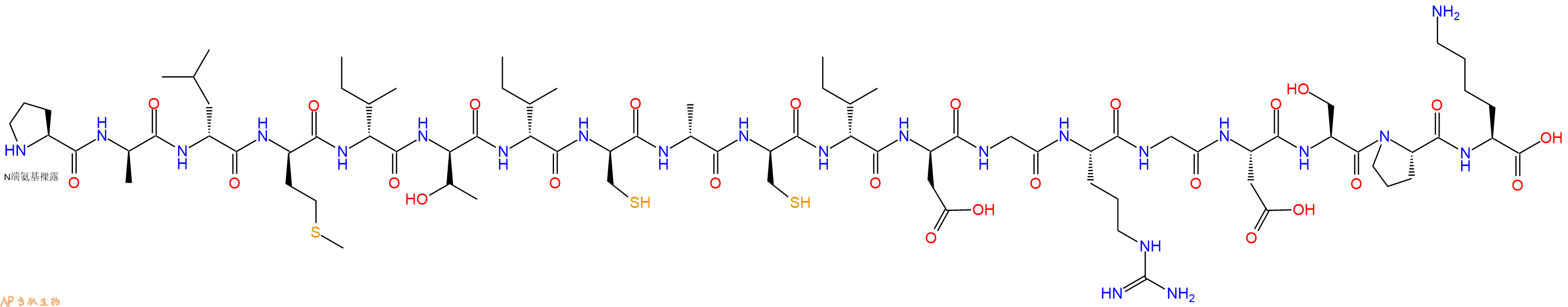 专肽生物产品H2N-Pro-DAla-DLeu-DMet-DIle-DThr-DIle-DCys-DAla-DCys-DIle-DAsp-Gly-Arg-Gly-Asp-Ser-Pro-Lys-OH