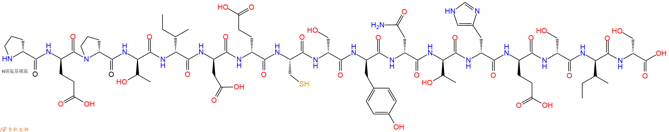 专肽生物产品H2N-DPro-DGlu-DPro-DThr-DIle-DAsp-DGlu-Cys-DSer-DTyr-DAsn-DThr-DHis-DGlu-DSer-DIle-DSer-OH