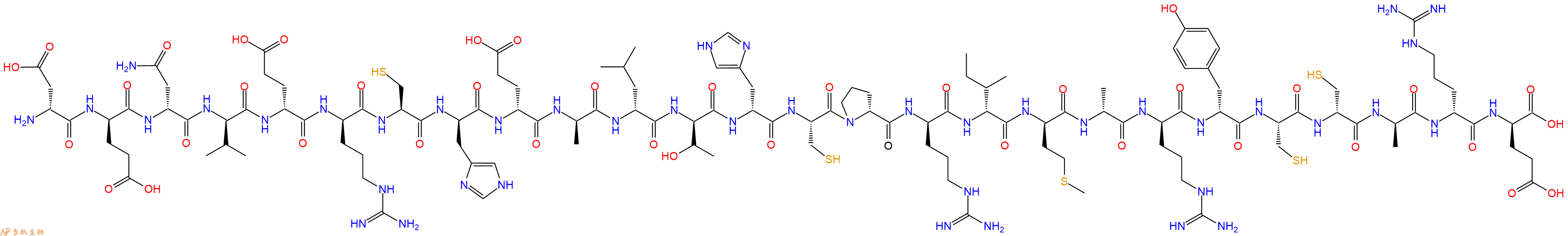 专肽生物产品H2N-DAsp-DGlu-DAsn-DVal-DGlu-DArg-Cys-DHis-DGlu-DAla-DLeu-DThr-DHis-Cys-DPro-DArg-DIle-DMet-DAla-DArg-DTyr-Cys-DCys-DAla-DArg-DGlu-OH