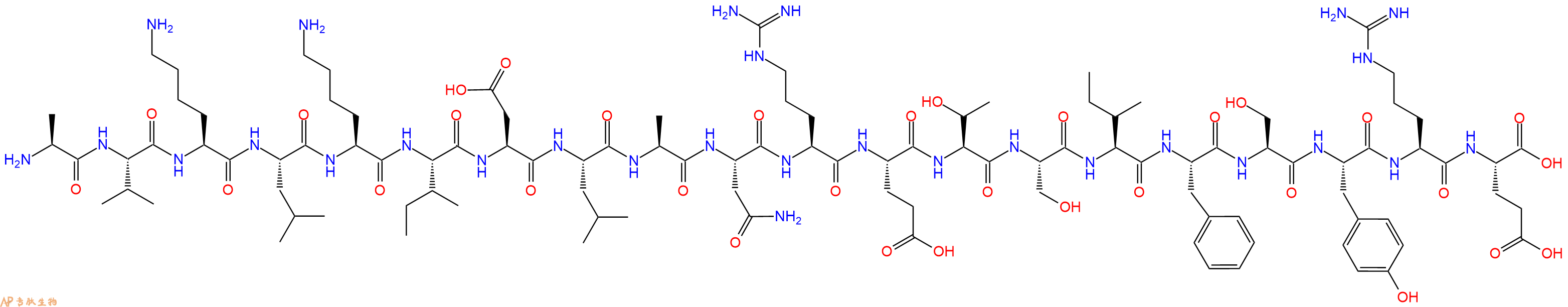 专肽生物产品H2N-Ala-Val-Lys-Leu-Lys-Ile-Asp-Leu-Ala-Asn-Arg-Glu-Thr-Ser-Ile-Phe-Ser-Tyr-Arg-Glu-OH