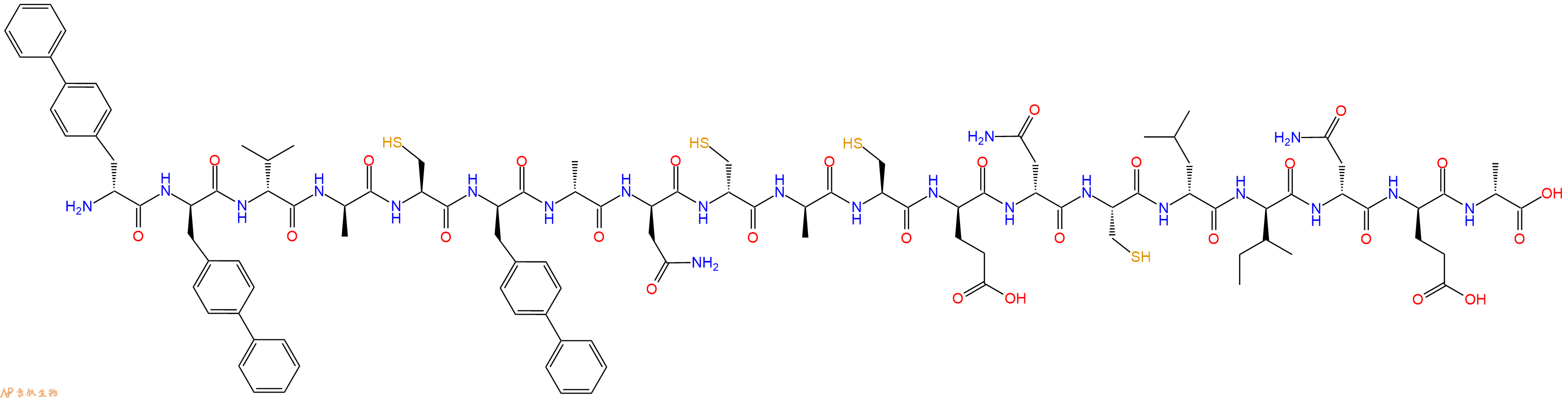 专肽生物产品H2N-DBip-DBip-DVal-DAla-Cys-DBip-DAla-DAsn-DCys-DAla-Cys-DGlu-DAsn-Cys-DLeu-DIle-DAsn-DGlu-DAla-OH