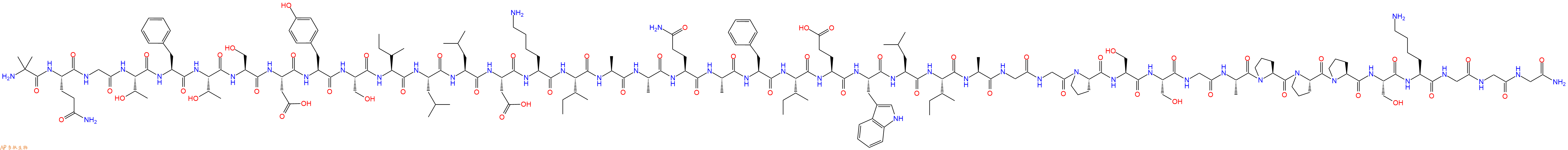 专肽生物产品H2N-Aib-Gln-Gly-Thr-Phe-Thr-Ser-Asp-Tyr-Ser-Ile-Leu-Leu-Asp-Lys-Ile-Ala-Ala-Gln-Ala-Phe-Ile-Glu-Trp-Leu-Ile-Ala-Gly-Gly-Pro-Ser-Ser-Gly-Ala-Pro-Pro-Pro-Ser-Lys-Gly-Gly-Gly-CONH2