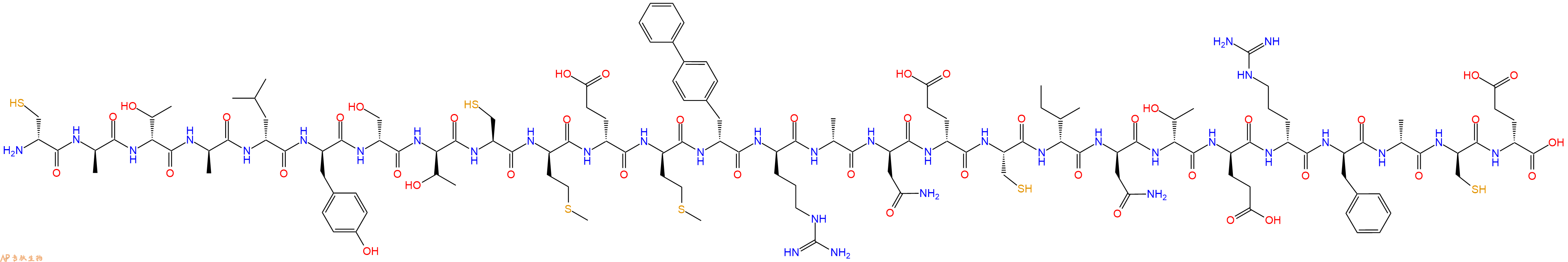 专肽生物产品H2N-DCys-DAla-DThr-DAla-DLeu-DTyr-DSer-DThr-Cys-DMet-DGlu-DMet-DBip-DArg-DAla-DAsn-DGlu-Cys-DIle-DAsn-DThr-DGlu-DArg-DPhe-DAla-DCys-DGlu-OH
