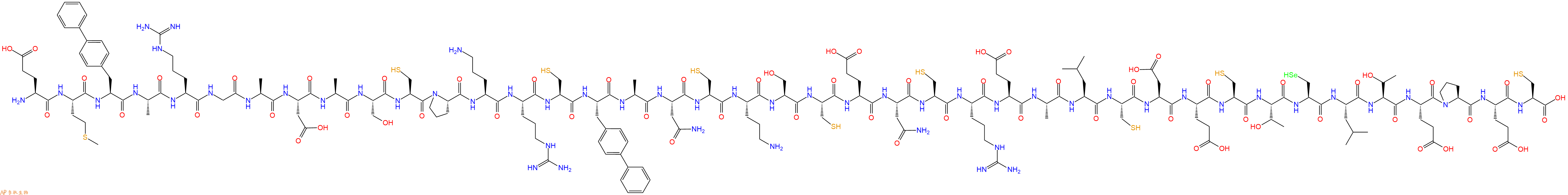专肽生物产品H2N-Glu-Met-Bip-Ala-Arg-Gly-Ala-Asp-Ala-Ser-Cys-Pro-Orn-Arg-Cys-Bip-Ala-Asn-Cys-Orn-Ser-Cys-Glu-Asn-Cys-Arg-Glu-Ala-Leu-Cys-Asp-Glu-Cys-Thr-Sec-Leu-Thr-Glu-Pro-Glu-Cys-OH