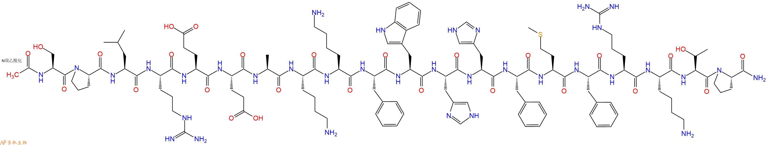专肽生物产品Ac-Ser-Pro-Leu-Arg-Glu-Glu-Ala-Lys-Lys-Phe-Trp-His-His-Phe-Met-Phe-Arg-Lys-Thr-Pro-CONH2