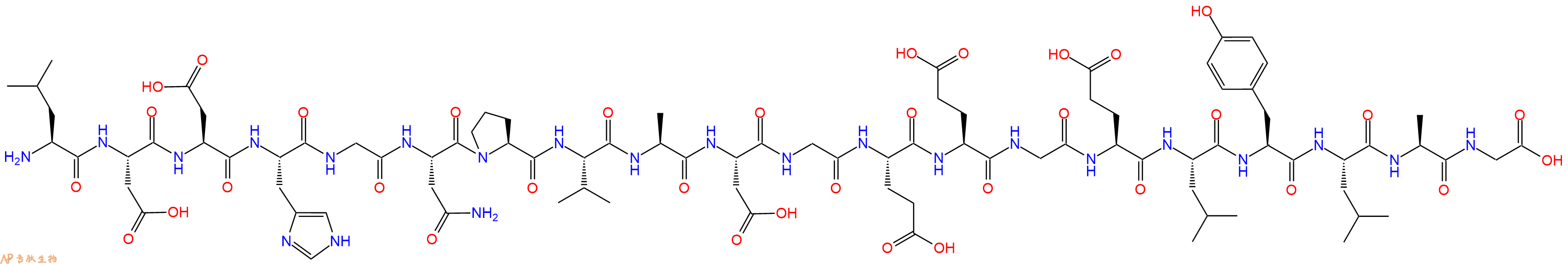 专肽生物产品H2N-Leu-Asp-Asp-His-Gly-Asn-Pro-Val-Ala-Asp-Gly-Glu-Glu-Gly-Glu-Leu-Tyr-Leu-Ala-Gly-OH