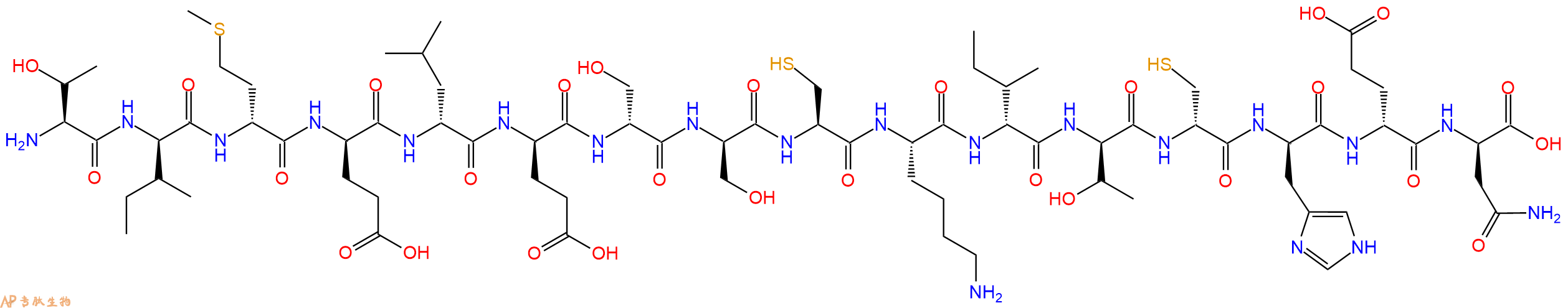 专肽生物产品H2N-Thr-DIle-DMet-DGlu-DLeu-DGlu-DSer-DSer-Cys-Lys-DIle-DThr-DCys-DHis-DGlu-DAsn-OH