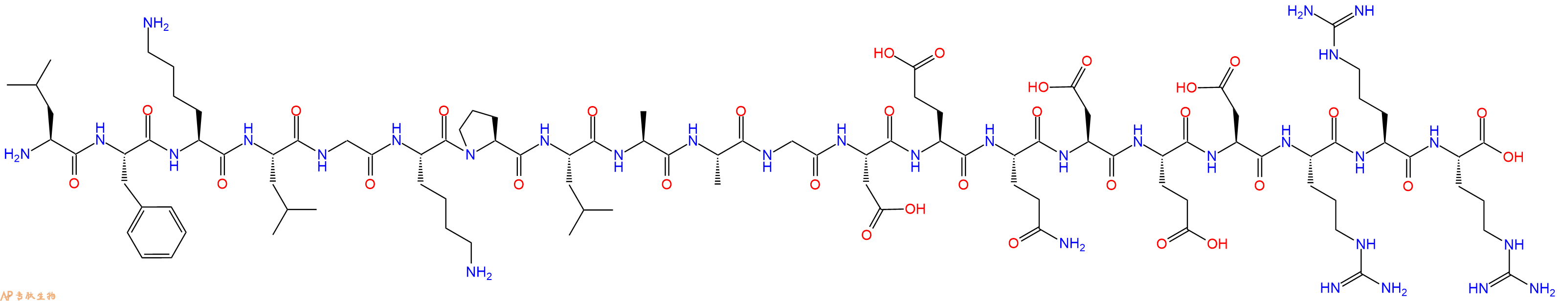 专肽生物产品H2N-Leu-Phe-Lys-Leu-Gly-Lys-Pro-Leu-Ala-Ala-Gly-Asp-Glu-Gln-Asp-Glu-Asp-Arg-Arg-Arg-OH