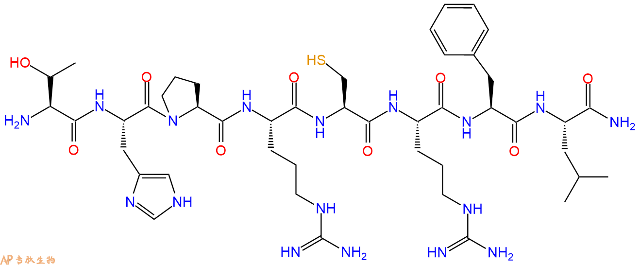 专肽生物产品H2N-Thr-His-Pro-Arg-Cys-Arg-Phe-Leu-CONH2