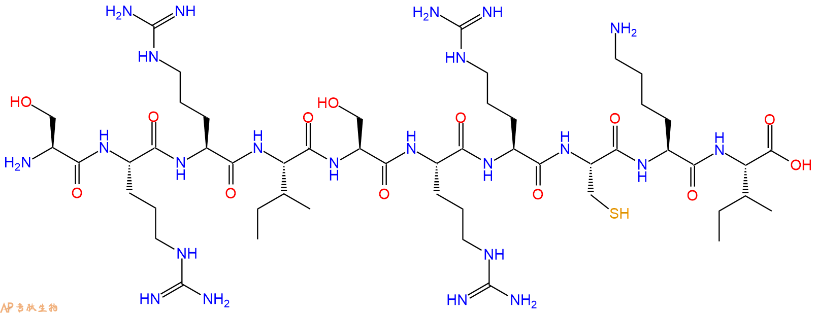 专肽生物产品H2N-Ser-Arg-Arg-Ile-Ser-Arg-Arg-Cys-Lys-Ile-OH