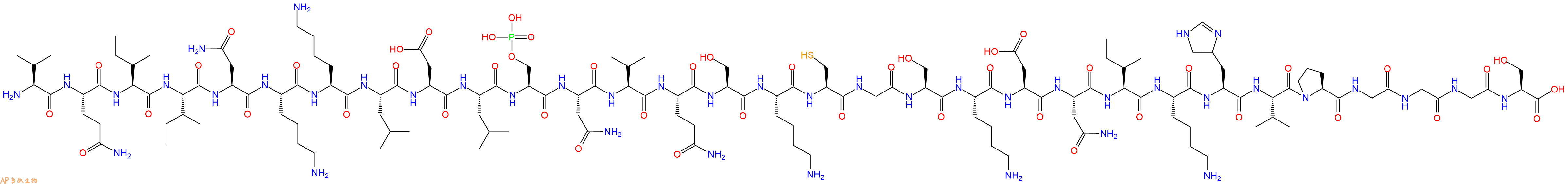 专肽生物产品H2N-Val-Gln-Ile-Ile-Asn-Lys-Lys-Leu-Asp-Leu-Ser(PO3H2)-Asn-Val-Gln-Ser-Lys-Cys-Gly-Ser-Lys-Asp-Asn-Ile-Lys-His-Val-Pro-Gly-Gly-Gly-Ser-OH