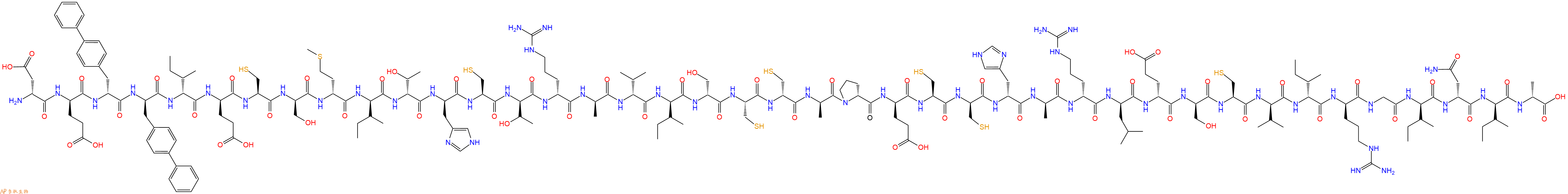 专肽生物产品H2N-DAsp-DGlu-DBip-DBip-DIle-DGlu-Cys-DSer-DMet-DIle-DThr-DHis-Cys-DThr-DArg-DAla-DVal-DIle-DSer-Cys-DCys-DAla-DPro-DGlu-Cys-DCys-DHis-DAla-DArg-DLeu-DGlu-DSer-Cys-DVal-DIle-DArg-Gly-DIle-DAsn-DIle-DAla-OH