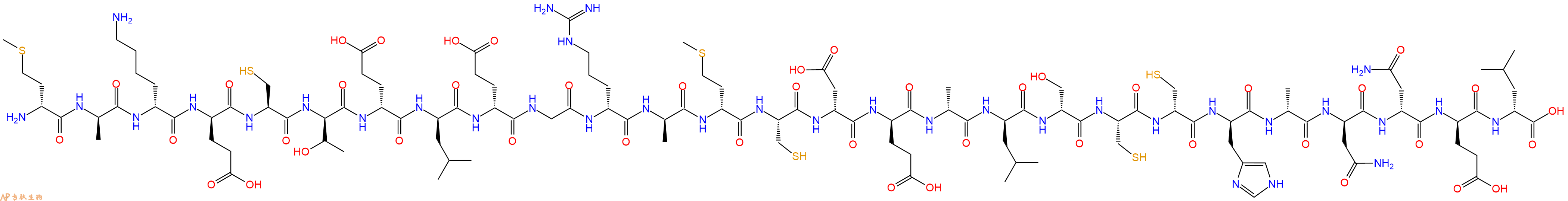 专肽生物产品H2N-DMet-DAla-DLys-DGlu-Cys-DThr-DGlu-DLeu-DGlu-Gly-DArg-DAla-DMet-Cys-DAsp-DGlu-DAla-DLeu-DSer-Cys-DCys-DHis-DAla-DAsn-DAsn-DGlu-DLeu-OH