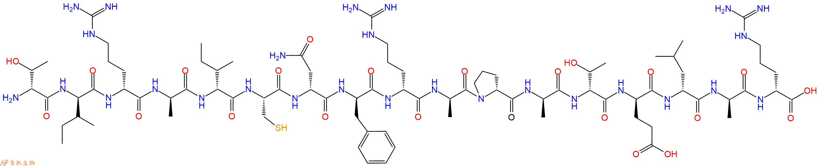 专肽生物产品H2N-DThr-DIle-DArg-DAla-DIle-Cys-DAsn-DPhe-DArg-DAla-DPro-DAla-DThr-DGlu-DLeu-DAla-DArg-OH